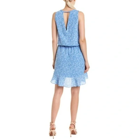 [Joie] Classic Blue Floral Ruffle Dress